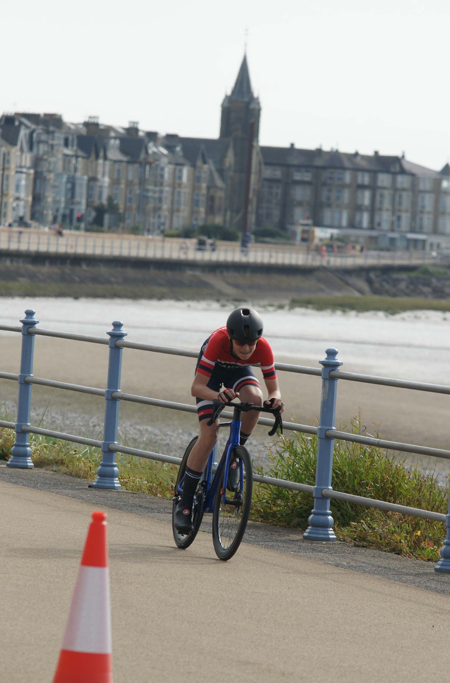 Charlie time trials on the sea front at Morecambe