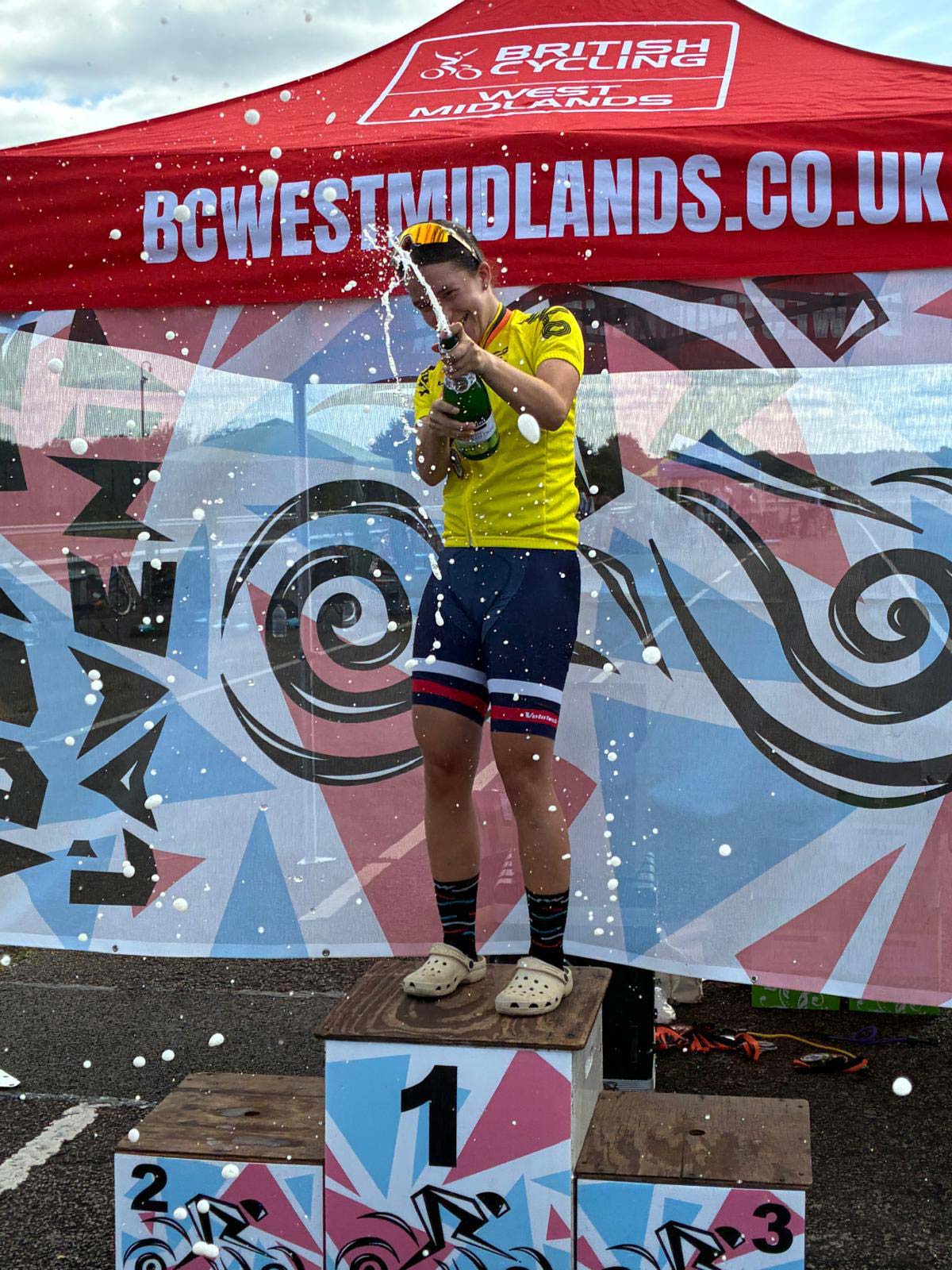 Scarlett gets to practice those vital  podium skills.